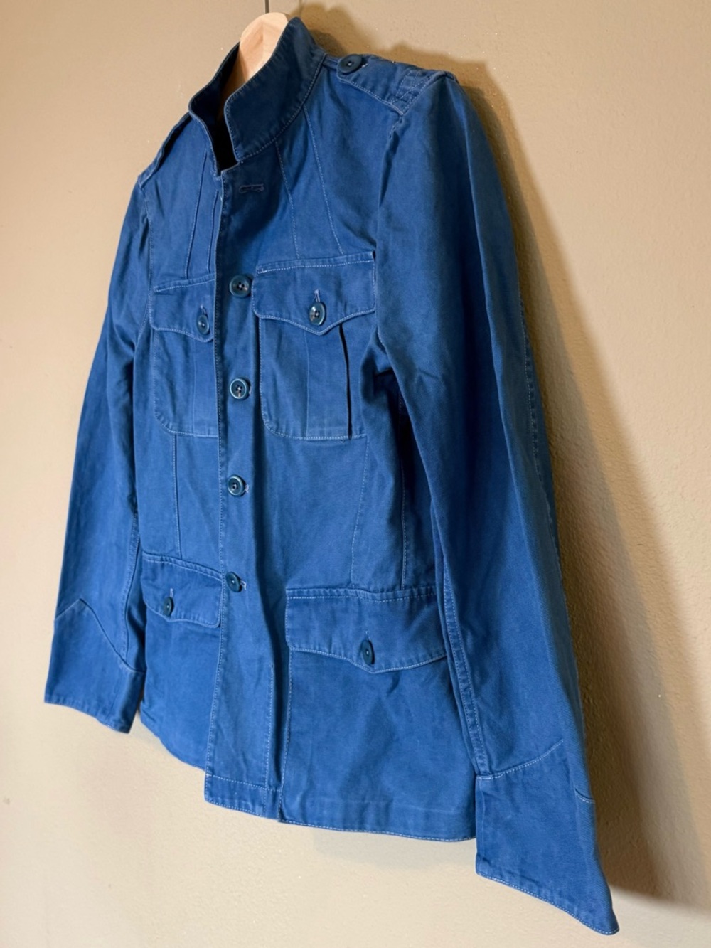 Alex Mill Natural Indigo Blue Officers Cotton Button Front Jacket Size Medium - Picture 3 of 7